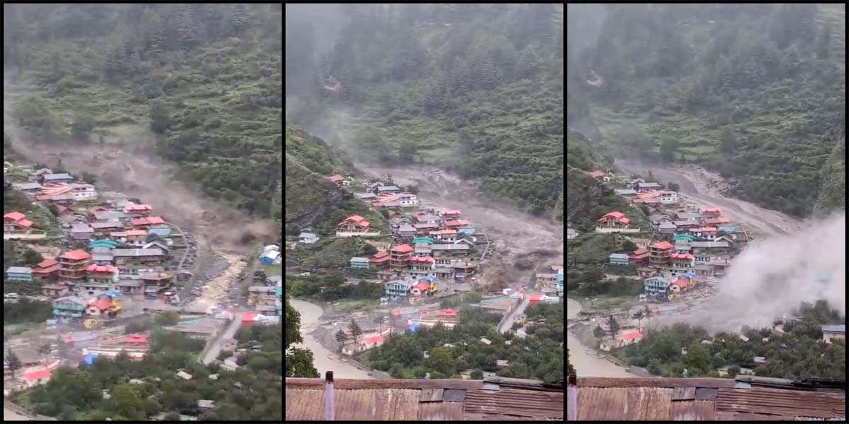 भारतको धरालीमा बाढीको त्रास : एकै झप्कामा गाउँ बगायो, दर्जनौं बेपत्ता